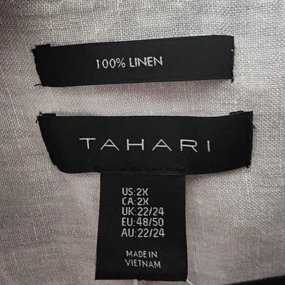 Tahari Grey Linen Sleeveless Collared Dress Dress Size 2X - Picture 8 of 9